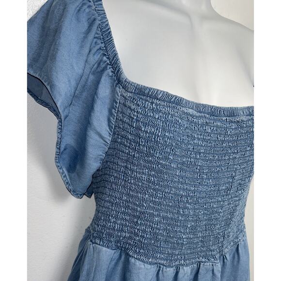 Torrid Blue Off Shoulder Smocked Skater Dress 3XL Pockets S/S Mini Blue - Picture 3 of 9